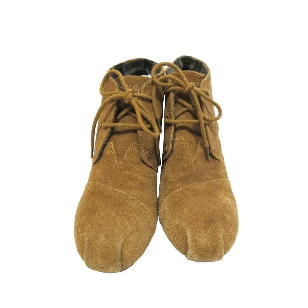BOBS Skechers Suede Ankle Boots Size 10 Chestnut Plaid Lined Boho